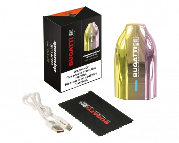 Электронные сигареты Bugatti Aroma King pink lemonade 7000 затяжек с подзарядкой Type-C оптом  