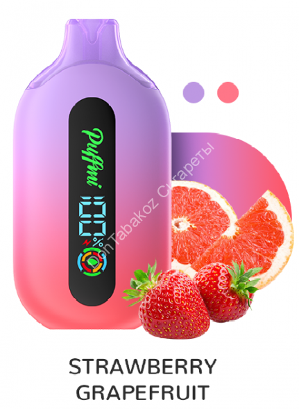 Электронная сигарета Puffmi Pure клубника грейпфрут 12000 затяжек 20мг (2%) оптом  
