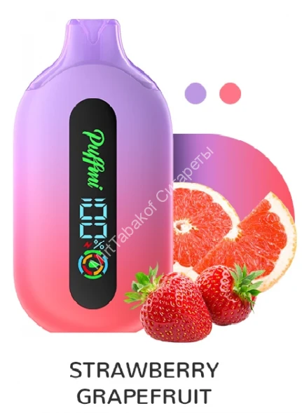 Электронная сигарета Puffmi Pure клубника грейпфрут 12000 затяжек 20мг (2%) оптом  